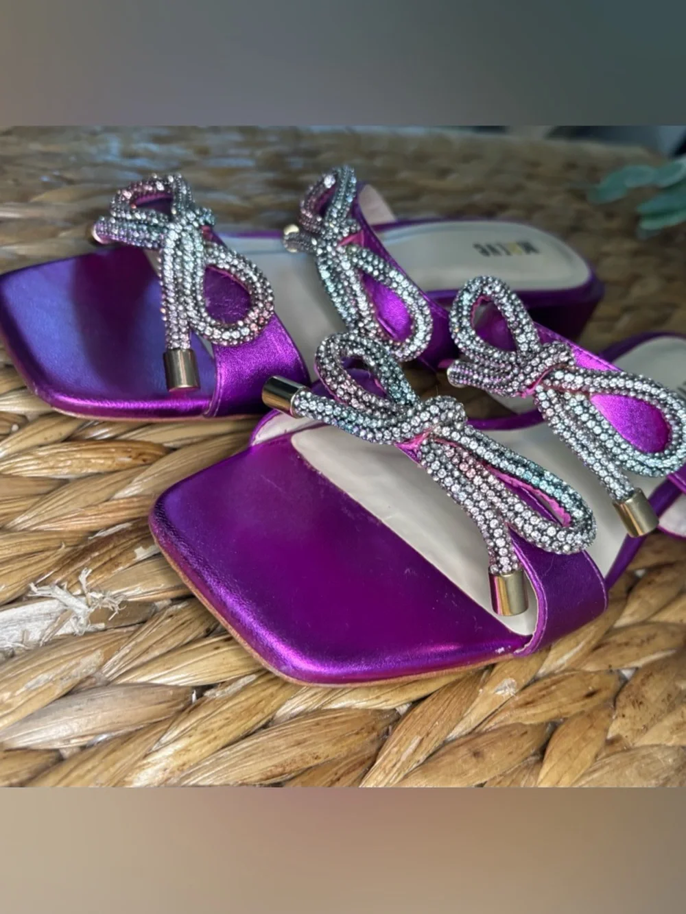 Maeve Anthropologie Magenta Satin Embellished Slide Sandals - Picture 6 of 15
